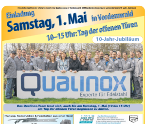 Freude herrscht in der erfolgreichen Firma Qualinox AG in Vordemwald: 42 Mitarbeitende und zwei Lernende feiern 10-Jahr-Jubiläum